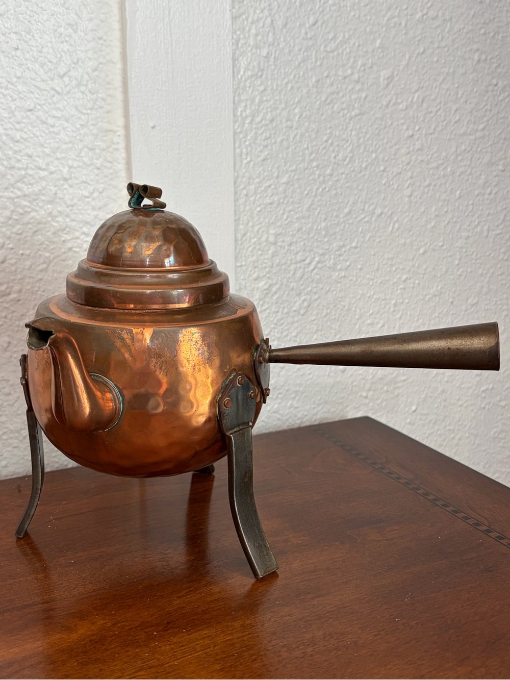 Vintage Copper Tea Pot With Legs Kitchen Decor